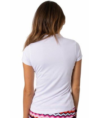 Golftini: Women's Short Sleeve Ruffle Tech Polo - White Venez acheter