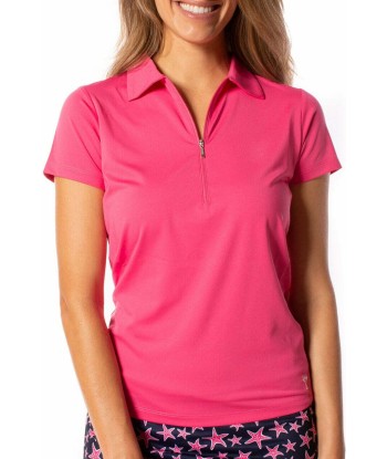 Golftini: Women's Short Sleeve Zip Stretch Polo - Hot Pink 2023