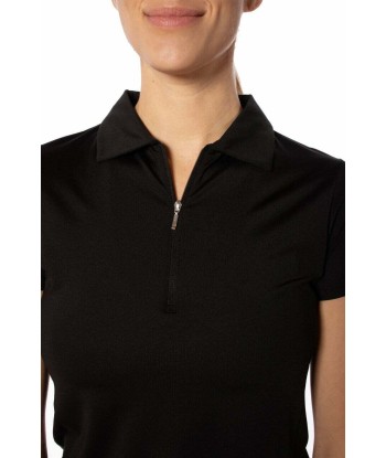 Golftini: Women's Short Sleeve Zip Stretch Polo - Black soldes