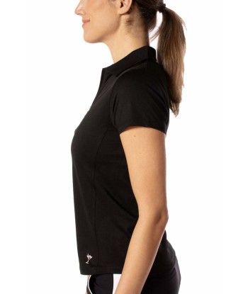 Golftini: Women's Short Sleeve Zip Stretch Polo - Black soldes