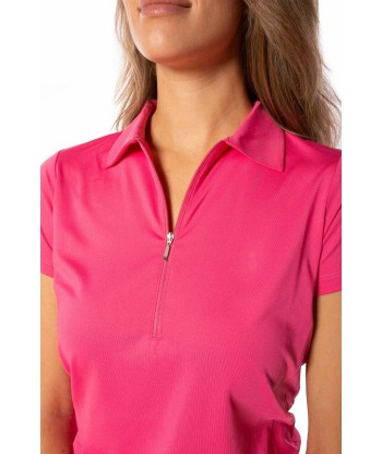 Golftini: Women's Short Sleeve Zip Stretch Polo - Hot Pink 2023