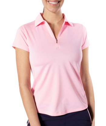 Golftini: Women's Short Sleeve Zip Stretch Polo - Light Pink Les magasins à Paris et en Île-de-France