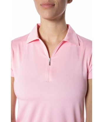 Golftini: Women's Short Sleeve Zip Stretch Polo - Light Pink Les magasins à Paris et en Île-de-France