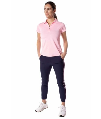 Golftini: Women's Short Sleeve Zip Stretch Polo - Light Pink Les magasins à Paris et en Île-de-France