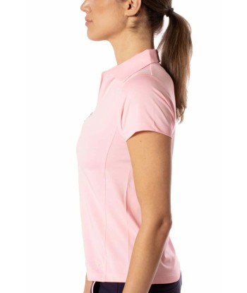 Golftini: Women's Short Sleeve Zip Stretch Polo - Light Pink Les magasins à Paris et en Île-de-France