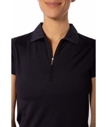 Golftini: Women's Short Sleeve Zip Stretch Polo - Navy paiement sécurisé