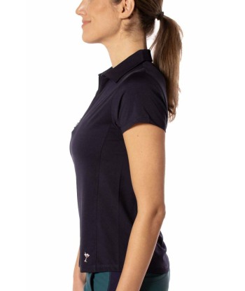 Golftini: Women's Short Sleeve Zip Stretch Polo - Navy paiement sécurisé