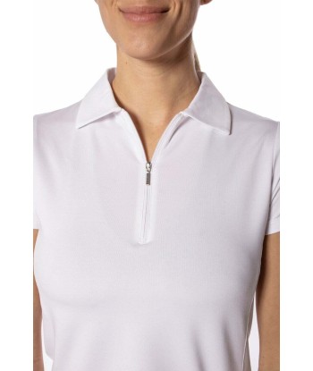 Golftini: Women's Short Sleeve Zip Stretch Polo - White Les magasins à Paris et en Île-de-France