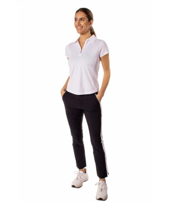 Golftini: Women's Short Sleeve Zip Stretch Polo - White Les magasins à Paris et en Île-de-France