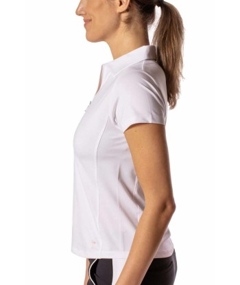 Golftini: Women's Short Sleeve Zip Stretch Polo - White Les magasins à Paris et en Île-de-France