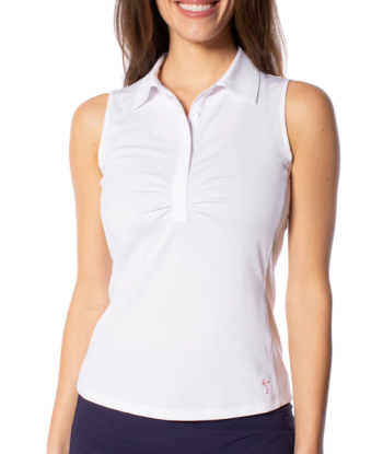 Golftini: Women's Sleeveless Ruched Polo - White en ligne