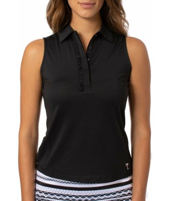 Golftini: Women's Sleeveless Ruffle Tech Polo - Black Venez découvrir notre 