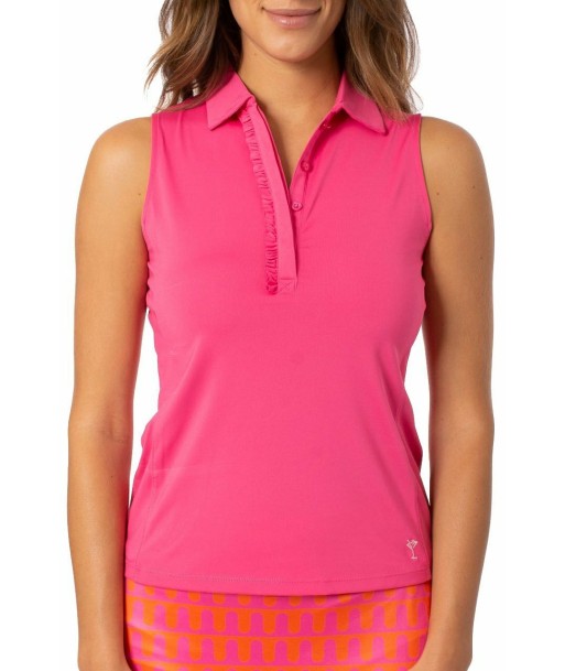 Golftini: Women's Sleeveless Ruffle Tech Polo - Hot Pink en ligne des produits 