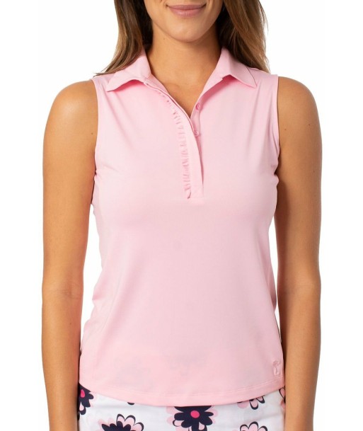 Golftini: Women's Sleeveless Ruffle Tech Polo - Light Pink offre 