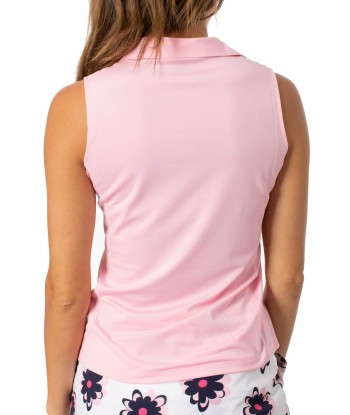 Golftini: Women's Sleeveless Ruffle Tech Polo - Light Pink offre 