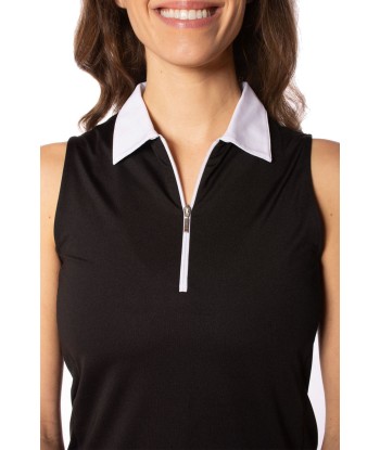 Golftini: Women's Sleeveless Zip Polo - Black/White la livraison gratuite