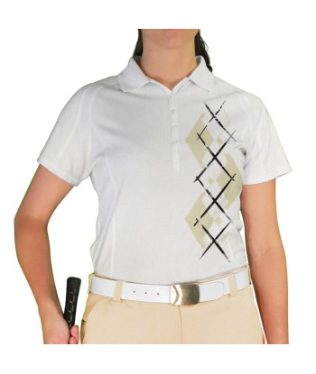 Golf Knickers: Ladies Argyle Paradise Golf Shirt - Natural/White JUSQU'A -70%! 