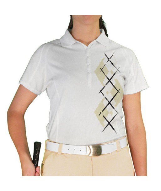 Golf Knickers: Ladies Argyle Paradise Golf Shirt - Natural/White JUSQU'A -70%! 