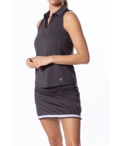 Golftini: Women's Sleeveless Zip Polo - Charcoal vous aussi creer 