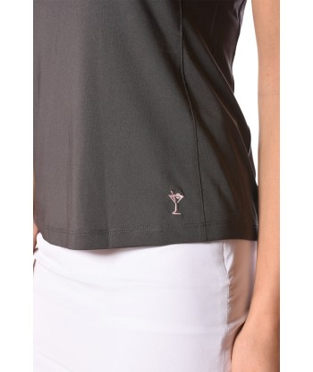 Golftini: Women's Sleeveless Zip Polo - Charcoal vous aussi creer 