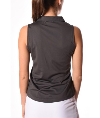 Golftini: Women's Sleeveless Zip Polo - Charcoal vous aussi creer 