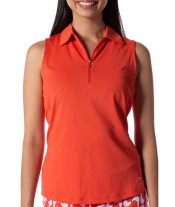 Golftini: Women's Sleeveless Zip Polo - Orange en ligne