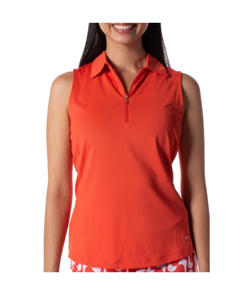 Golftini: Women's Sleeveless Zip Polo - Orange en ligne