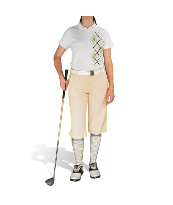 Golf Knickers: Ladies Argyle Paradise Golf Shirt - Natural/White JUSQU'A -70%! 