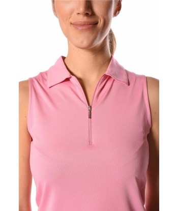 Golftini: Women's Sleeveless Zip Stretch Polo - Bubble Gum paiement sécurisé