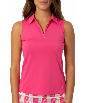 Golftini: Women's Sleeveless Zip Tech Polo - Hot Pink la livraison gratuite