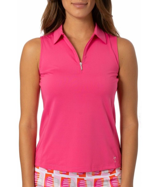 Golftini: Women's Sleeveless Zip Tech Polo - Hot Pink la livraison gratuite