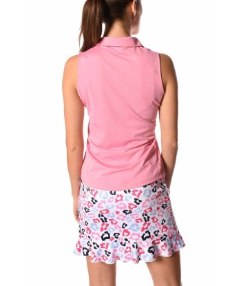 Golftini: Women's Sleeveless Zip Stretch Polo - Bubble Gum paiement sécurisé