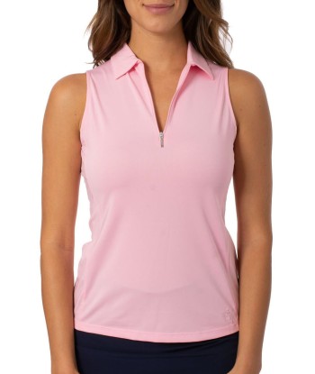 Golftini: Women's Sleeveless Zip Tech Polo - Light Pink les muscles