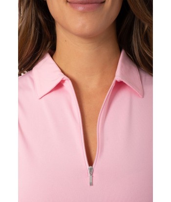 Golftini: Women's Sleeveless Zip Tech Polo - Light Pink les muscles