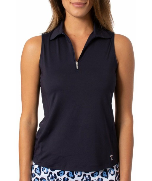 Golftini: Women's Sleeveless Zip Tech Polo - Navy le des métaux précieux