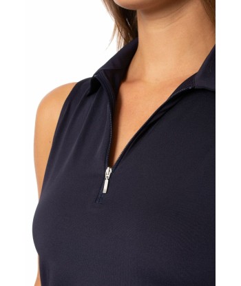 Golftini: Women's Sleeveless Zip Tech Polo - Navy le des métaux précieux