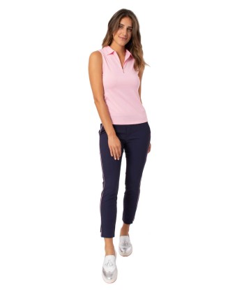 Golftini: Women's Sleeveless Zip Tech Polo - Light Pink les muscles