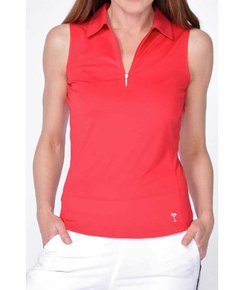 Golftini: Women's Sleeveless Zip Tech Polo - Red Les magasins à Paris et en Île-de-France