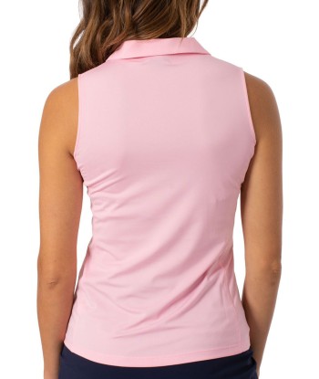 Golftini: Women's Sleeveless Zip Tech Polo - Light Pink les muscles