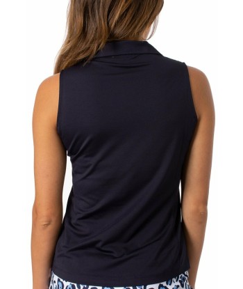 Golftini: Women's Sleeveless Zip Tech Polo - Navy le des métaux précieux