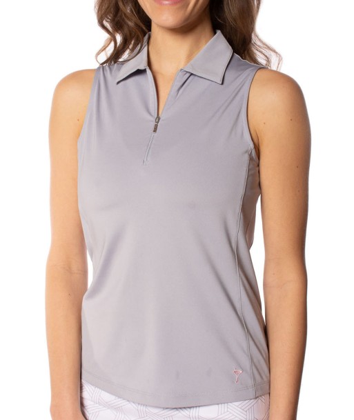 Golftini: Women's Sleeveless Zip Tech Polo - Silver 2024