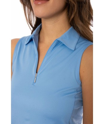 Golftini: Women's Sleeveless Zip Tech Polo - Sky Blue (Size Medium) SALE pas chere