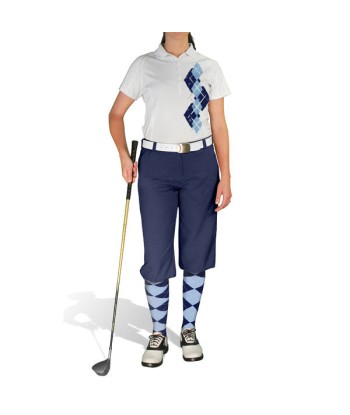 Golf Knickers: Ladies Argyle Paradise Golf Shirt - Navy/Light Blue En savoir plus