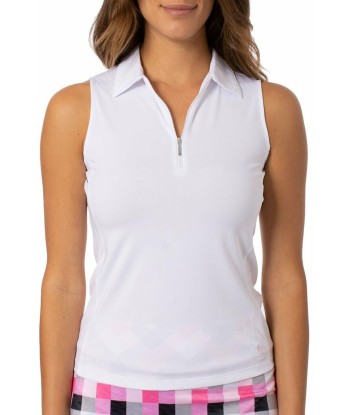 Golftini: Women's Sleeveless Zip Tech Polo - White pas cher