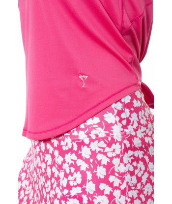 Golftini: Women's Sport Tech Tie Top - Hot Pink brillant des détails fins