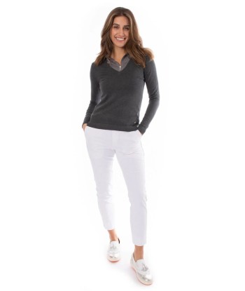 Golftini: Women's White with Silver Pull-On Stretch Ankle Pant shop