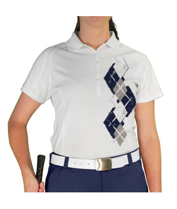 Golf Knickers: Ladies Argyle Paradise Golf Shirt - Navy/Taupe/White ou a consommer sur place