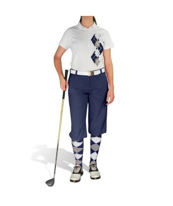 Golf Knickers: Ladies Argyle Paradise Golf Shirt - Navy/Taupe/White ou a consommer sur place