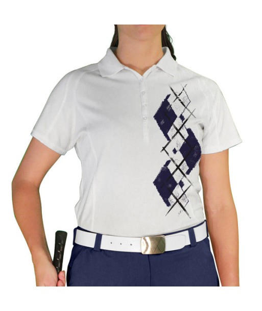 Golf Knickers: Ladies Argyle Paradise Golf Shirt - Navy/White outlet