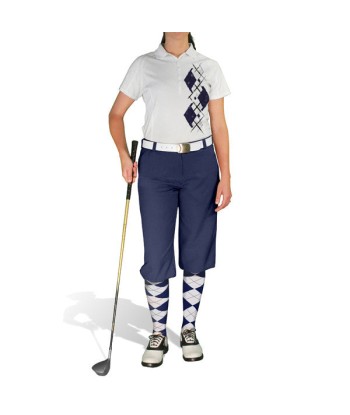 Golf Knickers: Ladies Argyle Paradise Golf Shirt - Navy/White outlet